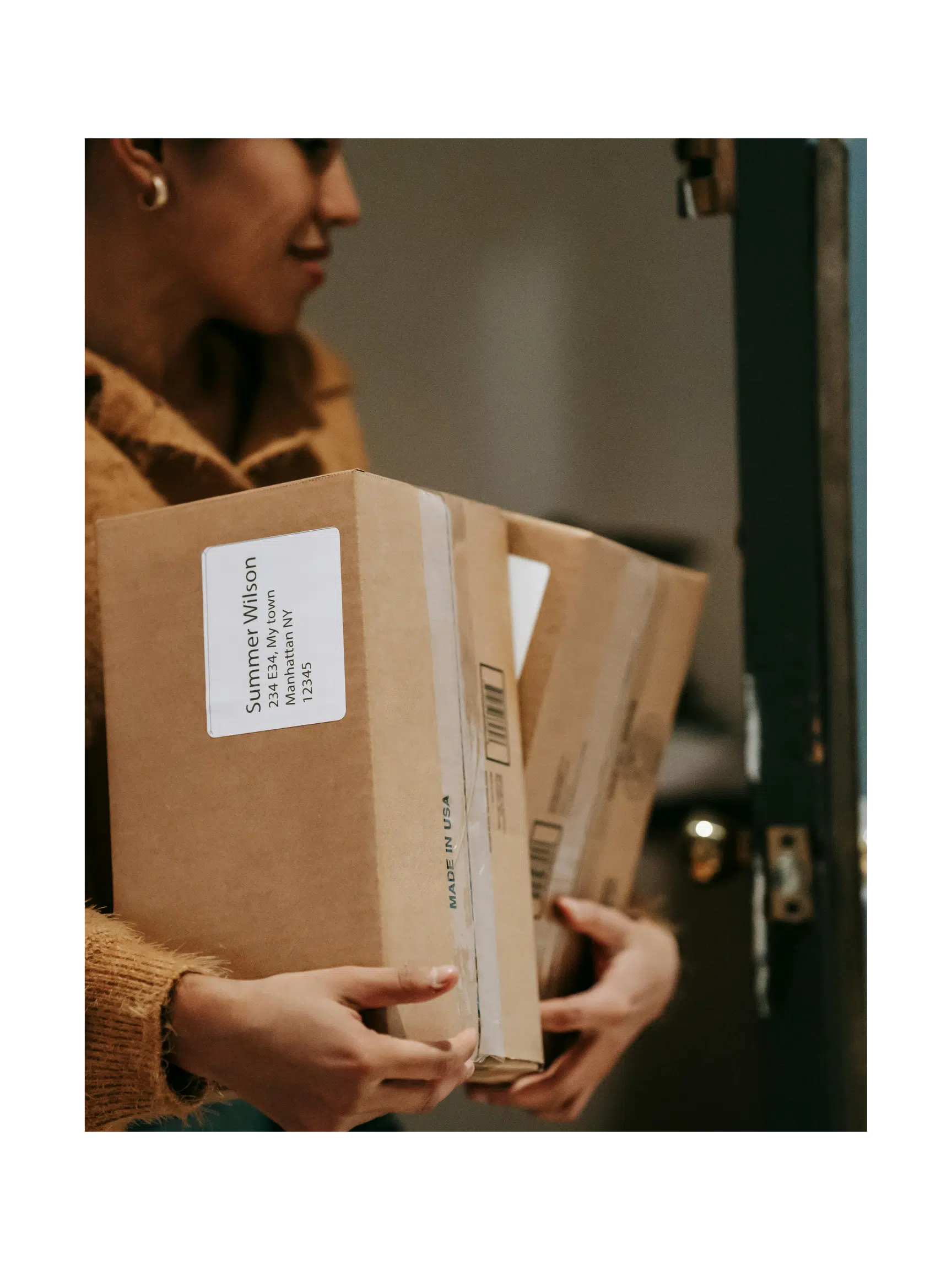 image of a woman delivering packages